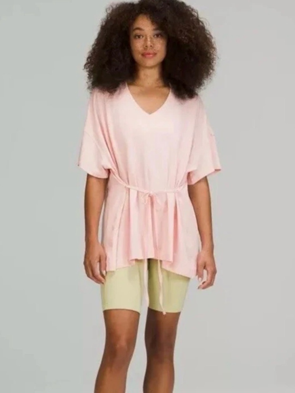 lululemon athletica Light Pink V-Neck Tie-Waist Tunic Top